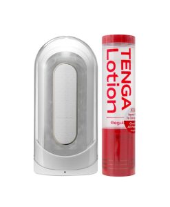 【優惠裝】日本Tenga Flip Zero Electronic 真空電動飛機杯 白色（可重用） (連紅色lotion一枝)