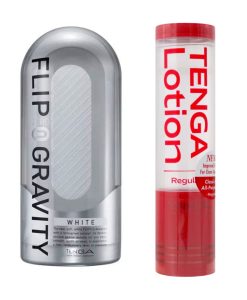 【優惠裝】日本TENGA Flip 0（Zero） Gravity White 柔軟版零重力飛機杯（銀白色）（可重用）(連紅色lotion一枝)