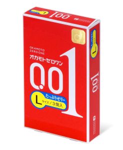 岡本 0.01 超薄大碼58mm潤滑劑加量PU安全套 3片裝 (日版)