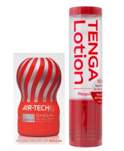 【優惠裝】日本Tenga Air-Tech Fit 重複使用型真空杯（紅色 – 標準型）（可重用）(連紅色lotion一枝)